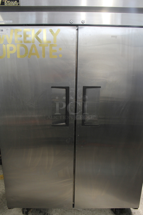 2014 True TG2R-2S ENERGY STAR Stainless Steel Commercial 2 Door Reach In Cooler w/ Poly Coated Racks on Commercial Casters. 115 Volts, 1 Phase. Tested and Working! - Image 4 of 10