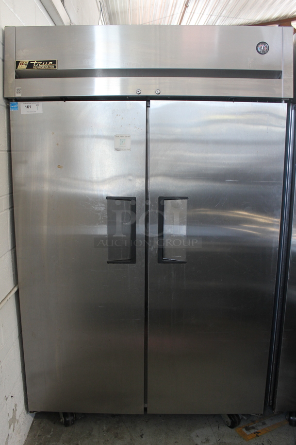 2014 True TG2R-2S ENERGY STAR Stainless Steel Commercial 2 Door Reach In Cooler w/ Poly Coated Racks on Commercial Casters. 115 Volts, 1 Phase. Tested and Working! - Image 1 of 11
