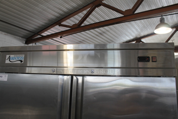 Avantco 178CFD2RR Stainless Steel Commercial 2 Door Reach In Cooler w/ Poly Coated Racks on Commercial Casters. 115 Volts, 1 Phase. Tested and Working! - Image 2 of 11