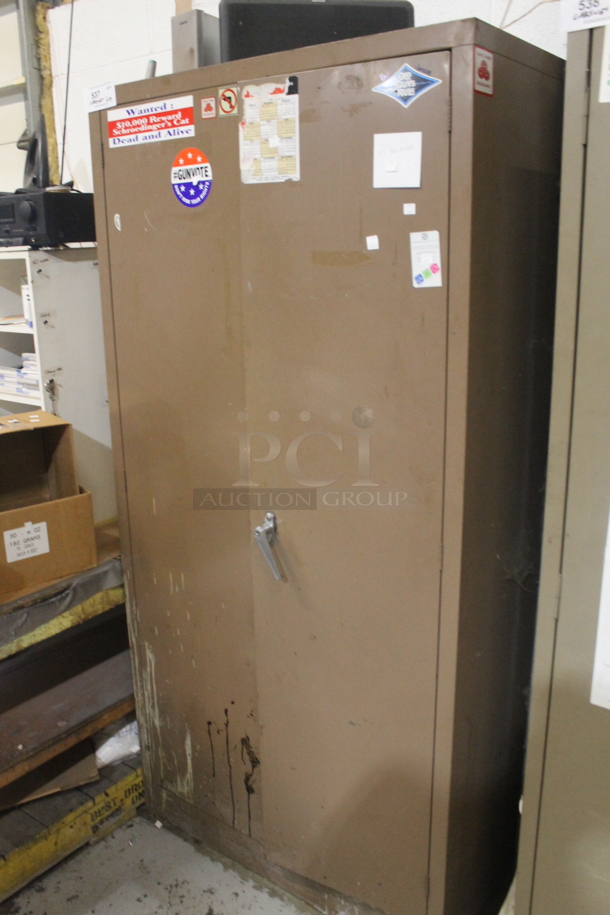 Brown Metal 2 Door Cabinet w/ Contents Including Labels. - Image 2 of 3