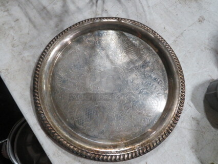 One 14 Inch Round Silver Plate Serving Plate. 