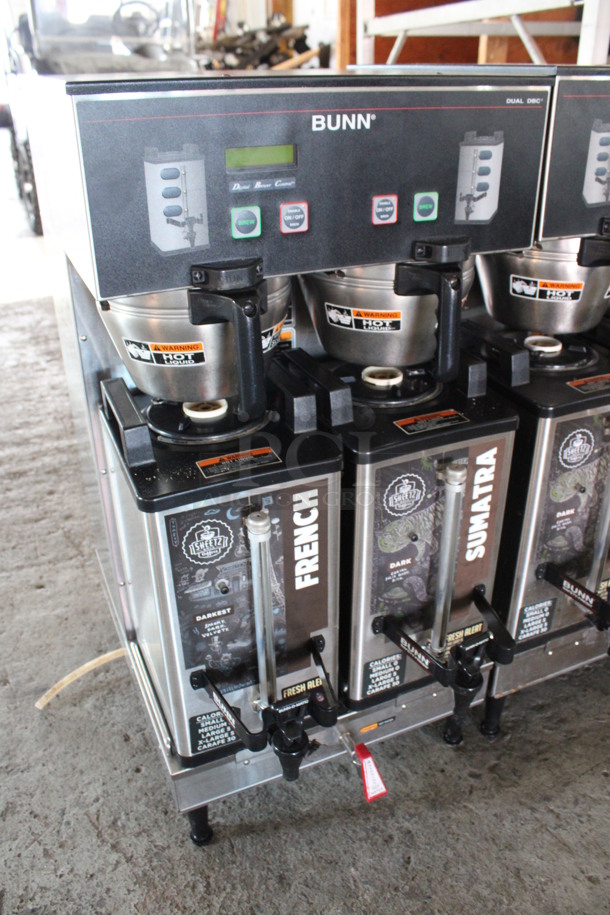 2016 Bunn Model DUAL SH DBC Stainless Steel Commercial Countertop Dual Coffee Machine w/ Hot Water Dispenser, 2 Stainless Steel Brew Baskets and 2 Bunn Model SH SERVER Satellite Servers. 120/208-240 Volts, 1 Phase. 18x24x36. Tested and Working! - Image 3 of 6