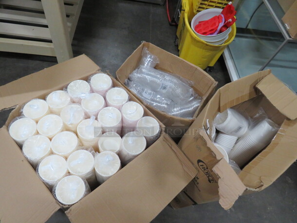 One Lot Of 16oz/8oz Ice Cream Cups And Lids. - Image 1 of 1