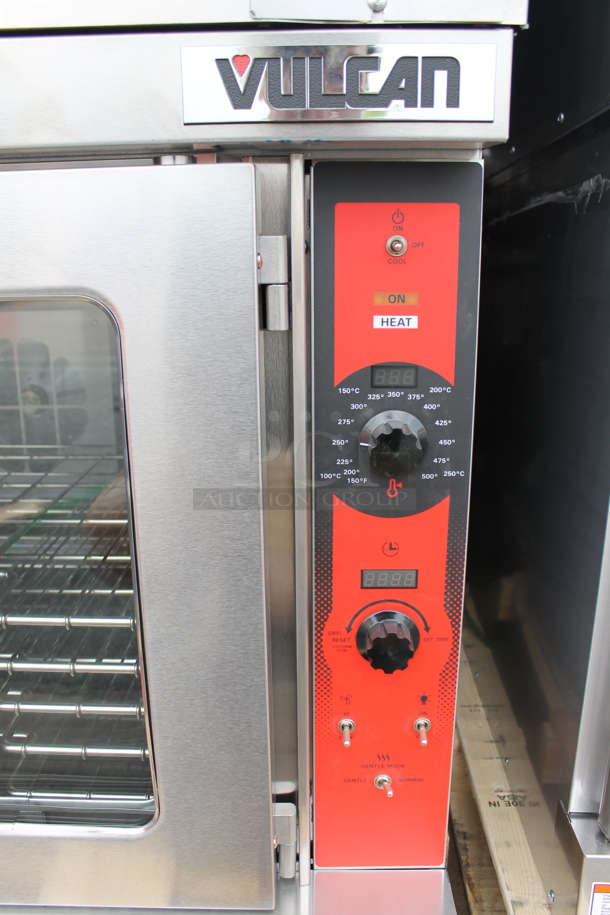 2 BRAND NEW SCRATCH AND DENT! Vulcan VC5ED ENERGY STAR Stainless Steel Commercial Electric Powered Full Size Convection Oven w/ View Through Doors, Metal Oven Racks and Thermostatic Controls. 240 Volts, 3/1 Phase. 2 Times Your Bid!
 - Image 5 of 11