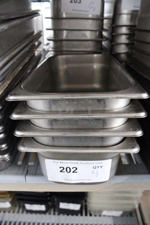 4 Stainless Steel 1/3 Size Drop In Bins. 1/3x4. 4 Times Your Bid!