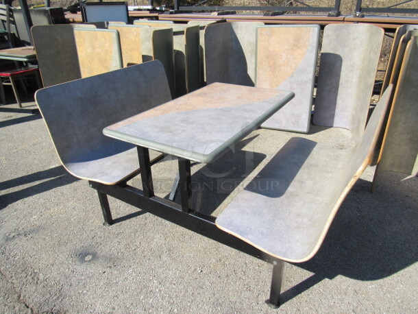 One Molded Booth/Table With Grey/Brown Laminate Table And Grey Single Seats. 46X62X36