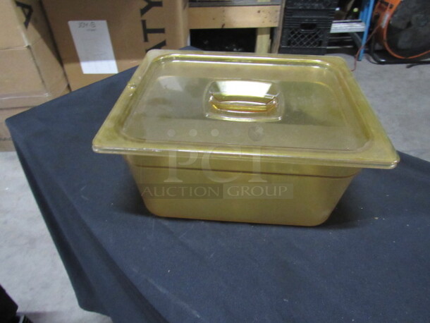 Half Size 6 Inch Deep Amber Food Storage Container With Lid. 
