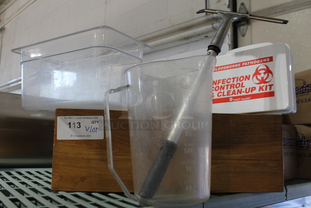 ALL ONE MONEY! Lot of Various Items Including Poly Bin, Poly Pitcher and Wood Pattern Bin - Image 1 of 7