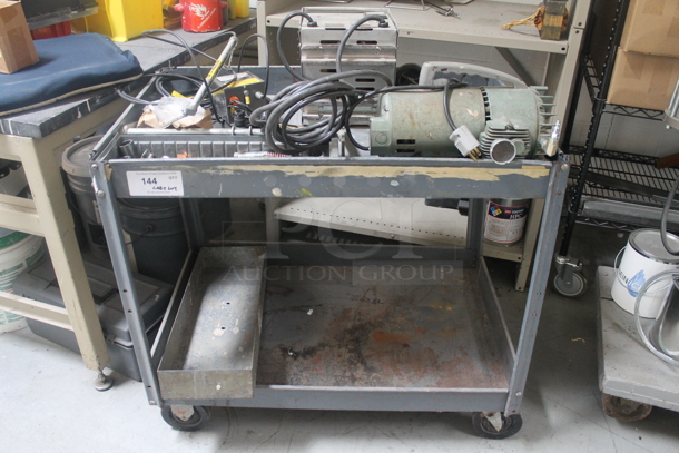 Gray Metal 2 Tier Cart on Commercial Casters. - Image 6 of 6