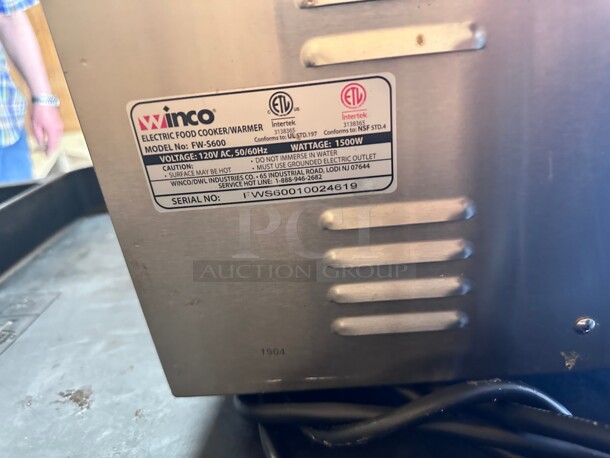 Working! Winco FW-5600 Countertop Food Warmer - Wet w/ (4) 1/3 Pan Wells, 120v NSF Tested and Working! - Image 4 of 6