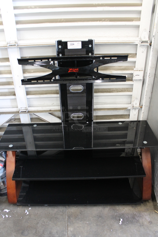 Black TV Stand w/ Z Line TV Mount and 2 Under Shelves. - Image 1 of 5