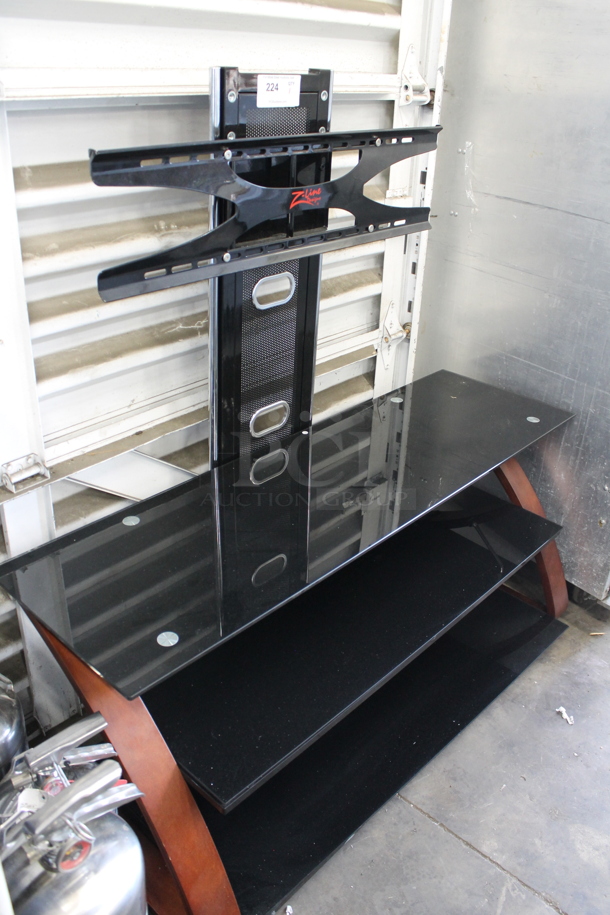 Black TV Stand w/ Z Line TV Mount and 2 Under Shelves. - Image 4 of 5