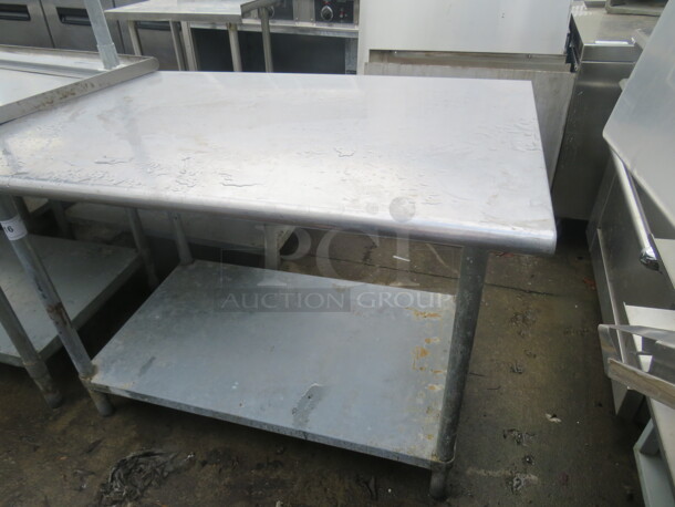 One Stainless Steel Table With Under Shelf 48X30X34