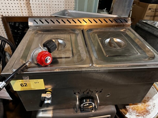 Gas Bain Marie QRTC-2T  LPG Buffet Food Warmer 2 Sections 23X16X14 - Image 1 of 7