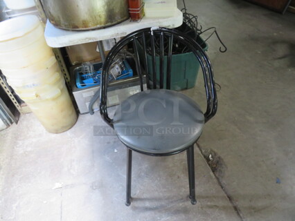 Black Metal Chair With Cushioned Seat. 2XBID