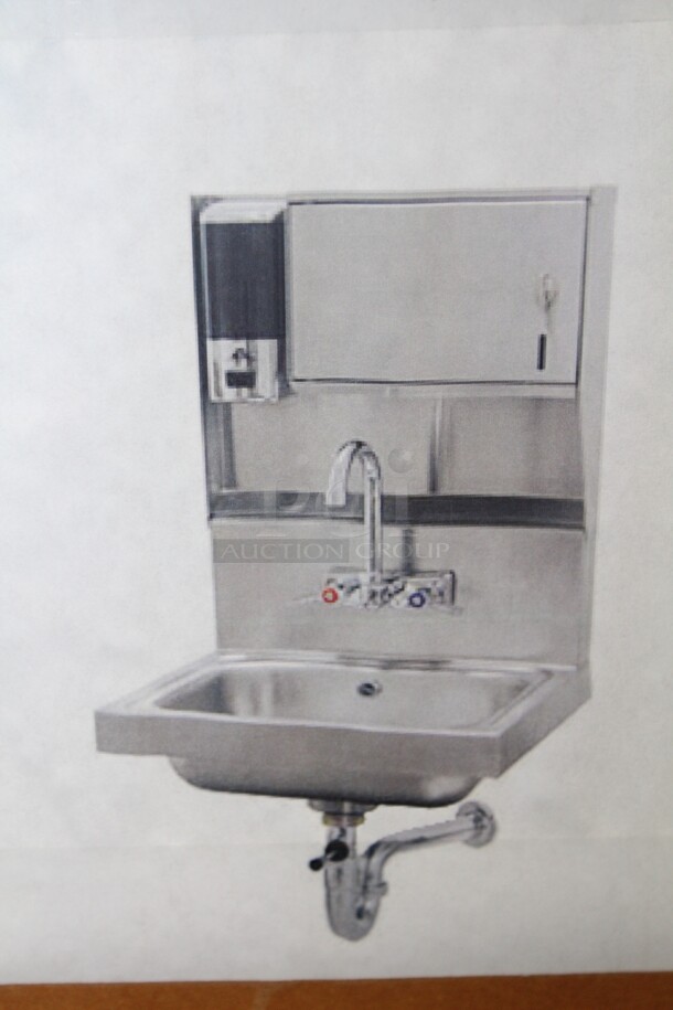 NEW IN BOX! Advance Tabco Model 7-PS-80 Commercial Stainless Steel Hand Sink With Soap And Towel Dispenser And Faucet. 17x15.25x26.5 - Image 1 of 4