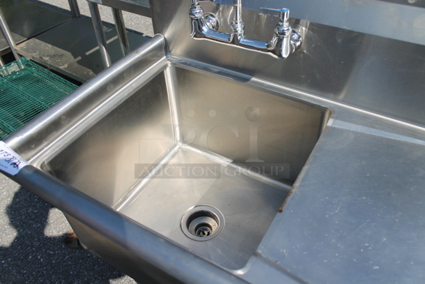 Stainless Steel Commercial Single Bay Sink w/ Right Side Drain Board, Faucet and Handles. - Image 2 of 2