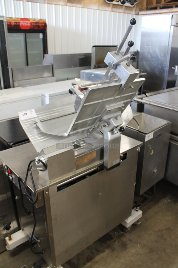 2021 Hualing HB-350 Stainless Steel Commercial Floor Style Heavy Duty Slicer. 110 Volts, 1 Phase. Tested and Powers On But Parts Do Not Move - Image 2 of 7