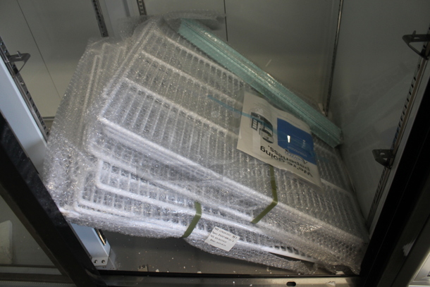 BRAND NEW SCRATCH AND DENT! 2023 Avantco 178GDS47HCB Metal Commercial 2 Door Reach In Cooler Merchandiser w/ Poly Coated Racks on Commercial Casters. 115 Volts, 1 Phase. Tested and Working! - Image 5 of 7