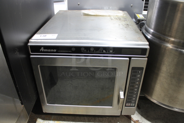 2017 Amana MRC30S2 Stainless Steel Commercial Countertop Electric Powered Microwave Oven. 208/240 Volts, 1 Phase. 