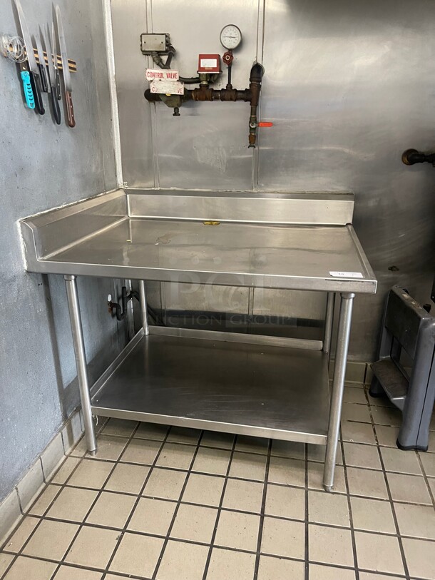 Clean! Commercial 48 inch Stainless Steel Table With Stainless Shelf NSF With Splash Guard - Image 2 of 7