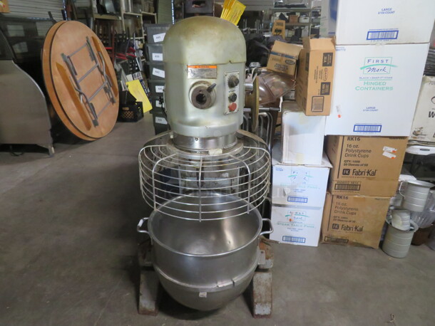 One Hobart 80 Quart Floor Mixer With Bowl And Guard. Model# L800. 200 Volt. 3 Phase.  - Image 1 of 3