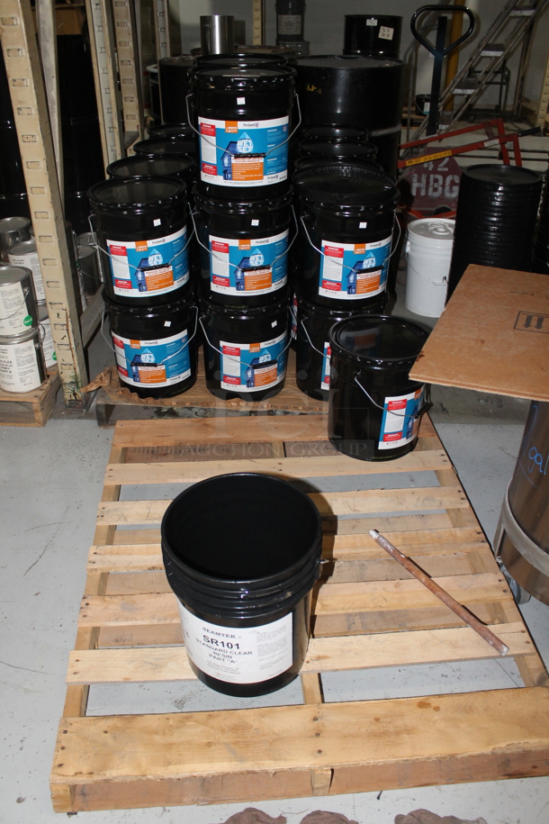 ALL ONE MONEY! TWO PALLET LOT w/ Various Buckets Including Pro Guard Wet Set. BUYER MUST REMOVE. - Image 1 of 4
