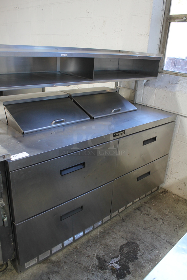 Delfield UCD4464N-12-DD5 Stainless Steel Commercial Sandwich Salad Prep Table Bain Marie Mega Top w/ 4 Drawers and 2 Tier Over Shelf. 115 Volts, 1 Phase. Tested and Working! - Image 1 of 8