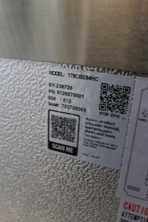 BRAND NEW SCRATCH AND DENT! 2023 Avantco 178CBE84HC Stainless Steel Commercial 4 Drawer Chef Base. 115 Volts, 1 Phase. Cannot Test. - Image 10 of 10