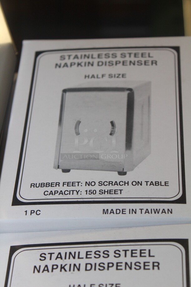 NEW IN BOX! 25 Stainless Steel Half Size Napkin Dispensers. 4x5x5.5. 25X Your Bid!  - Image 4 of 4