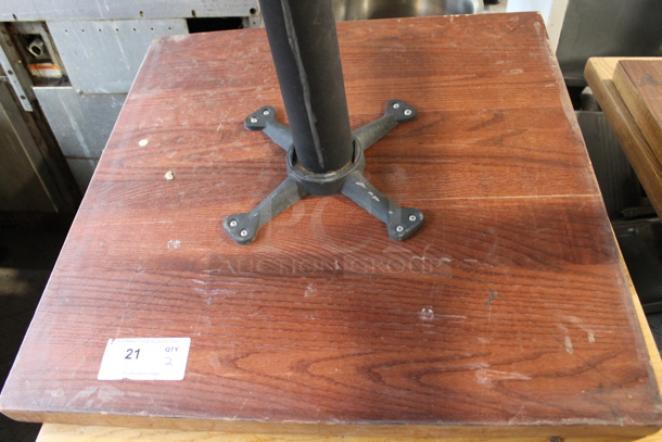 2 Wooden Dining Height Tables on Black Metal Table Base. 2 Times Your Bid! - Image 3 of 3