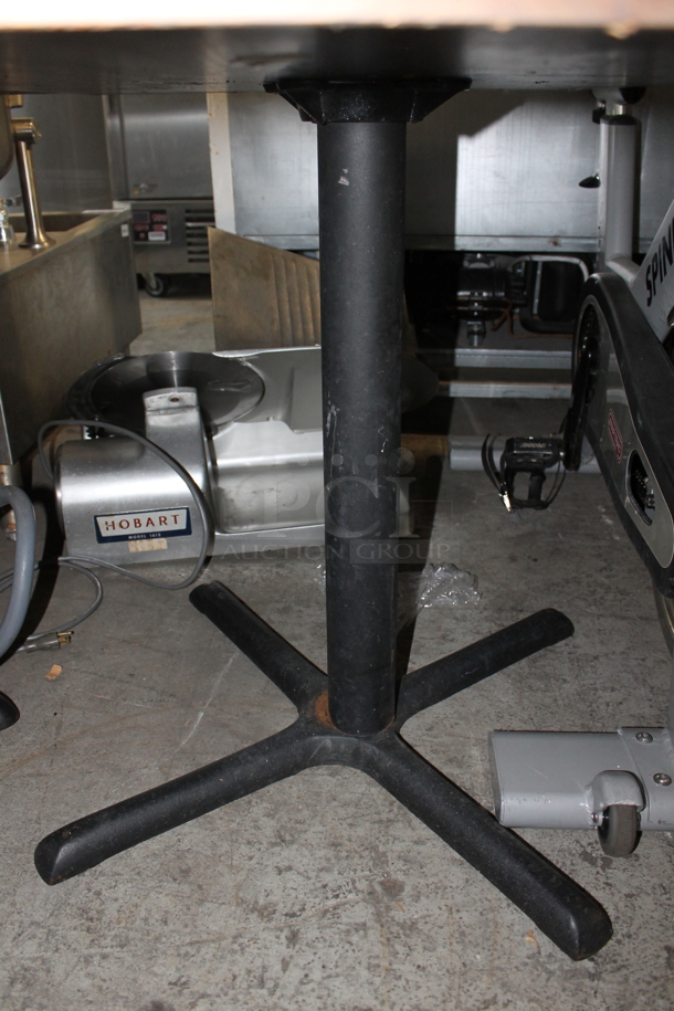 2 Wooden Dining Height Tables on Black Metal Table Base. 2 Times Your Bid! - Image 6 of 7