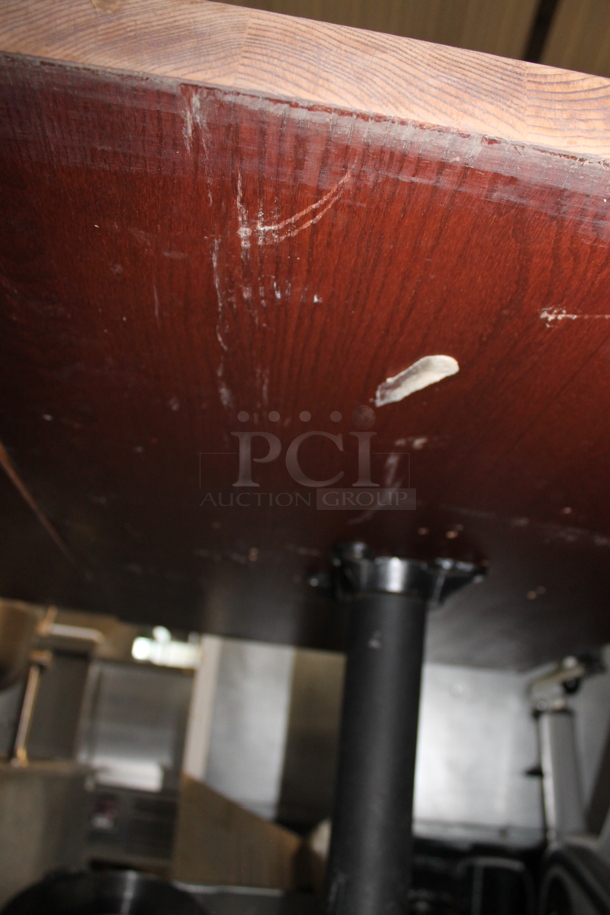 2 Wooden Dining Height Tables on Black Metal Table Base. 2 Times Your Bid! - Image 7 of 7