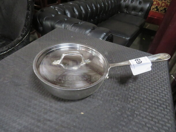 One Stainless Steel 2 Quart Sauce Pan With Lid.