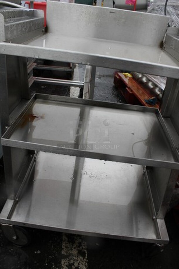 Stainless Steel Commercial 3 Tier Cart w/ Handles on Commercial Casters.  - Image 3 of 4