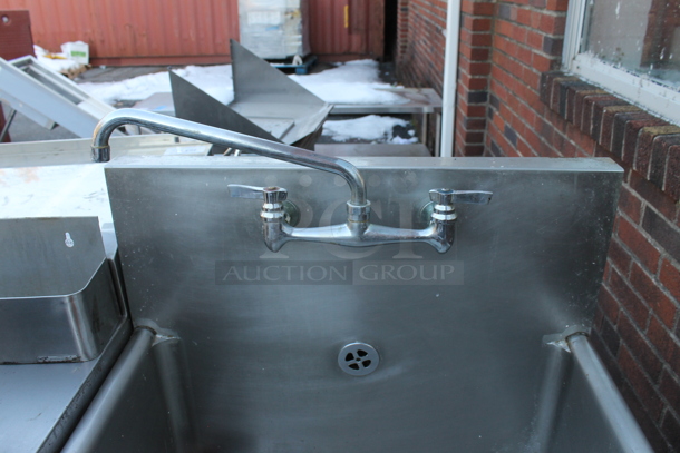 Stainless Steel Single Bay Sink w/ Faucet and Handles. - Image 3 of 4