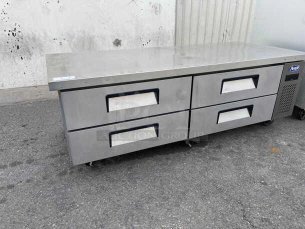 Late Model! Atosa USA MGF8453GR 72 inch 4 Drawers Refrigerated Chef Base with Extended Top, 12.1 cu. ft. 115 Volt Tested and Working! 72x32x27 - Image 1 of 8