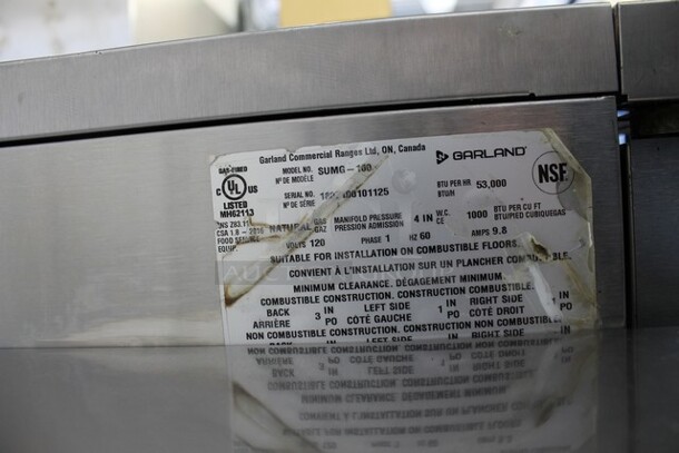 2018 US Range SUMG-100 Stainless Steel Commercial Natural Gas Powered Full Size Convection Oven w/ View Through Doors, Metal Oven Racks and Thermostatic Controls on Commercial Casters.  - Image 5 of 5