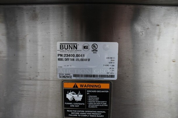 Bunn CWTF TWIN-APS Stainless Steel Commercial Countertop Double Coffee Machine w/ Hot Water Dispenser. 120/240 Volts, 1 Phase.  - Image 5 of 5