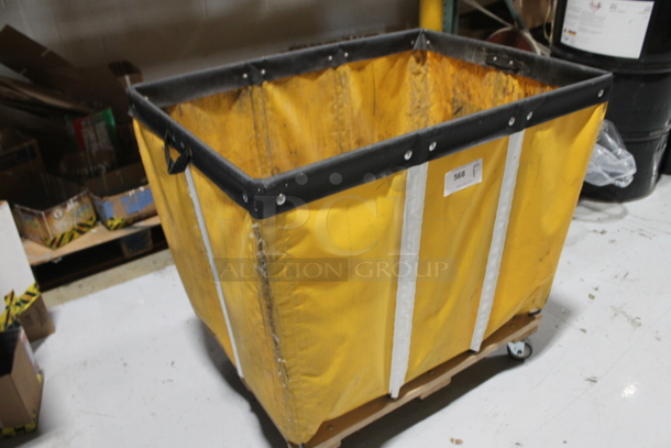 Yellow Laundry Cart on Commercial Casters. - Image 3 of 5