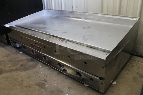 Vulcan Stainless Steel Commercial Countertop Natural Gas Powered Flat Top Painted Top Griddle.