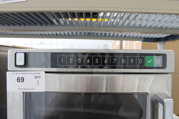 BRAND NEW SCRATCH AND DENT! 2022 Amana HDC12A2 Stainless Steel Commercial Countertop Microwave Oven. 120 Volts, 1 Phase.  - Image 2 of 4