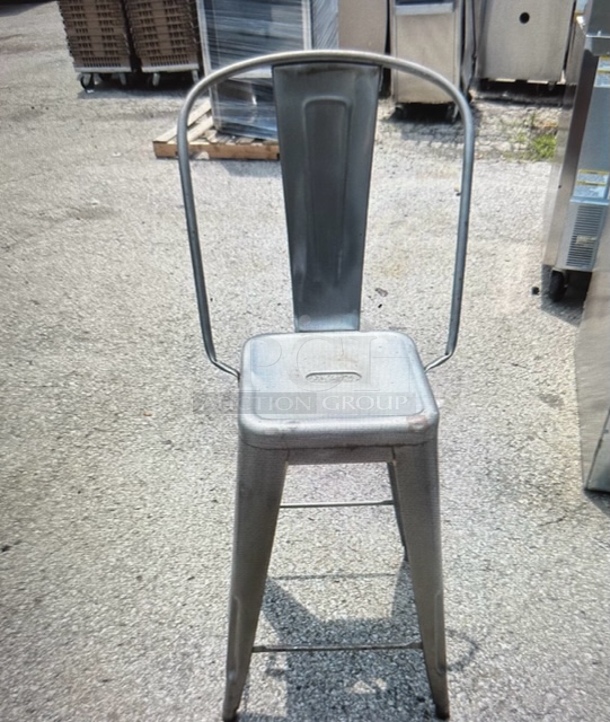 Gray Metal Industrial Look Bar Height Chair. 2XBID - Image 1 of 2