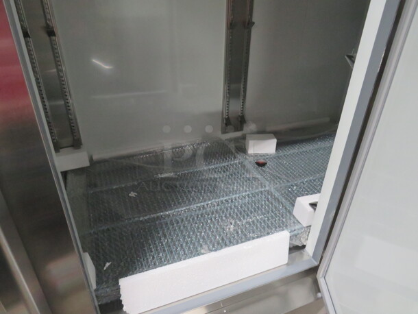 One NEW NEW NEW Motak 3 Door Refrigerator With 9 Racks On Casters. Model# MSD-3DR-BAL-X. 80X32X83 - Image 5 of 6