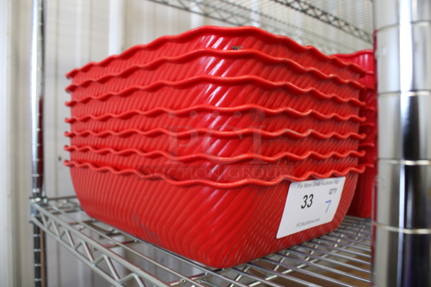 7 Red Poly Bowl Trays. 10.5x13x3. 7 Times Your Bid! - Image 4 of 4