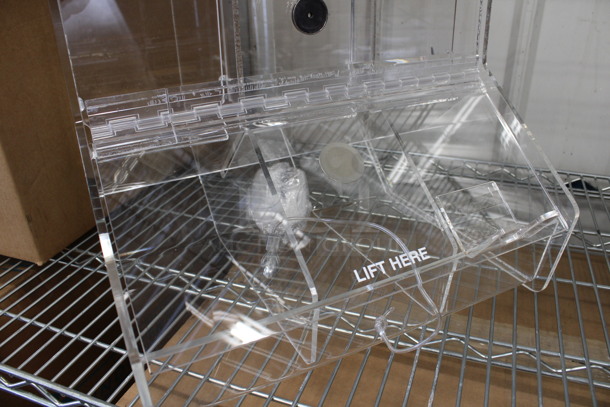 BRAND NEW IN BOX! Clear Poly Countertop 3 Compartment Bin w/ Lid. 15x15x15 - Image 3 of 6