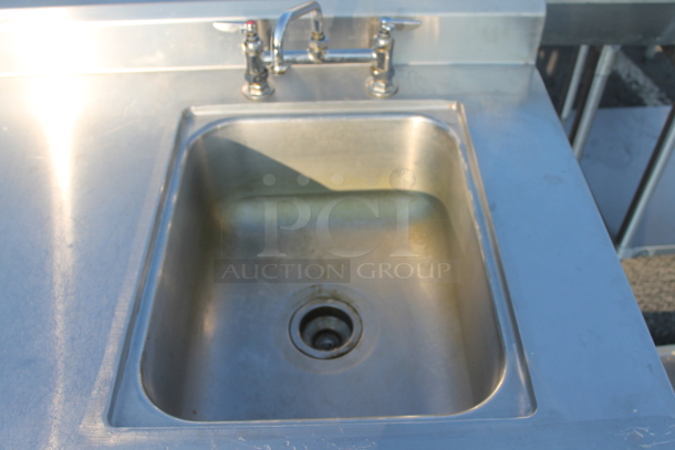 Advance Tabco Stainless Steel Commercial Table w/ Back Splash, Sink Basin, Handles and Under Shelf. - Image 4 of 6