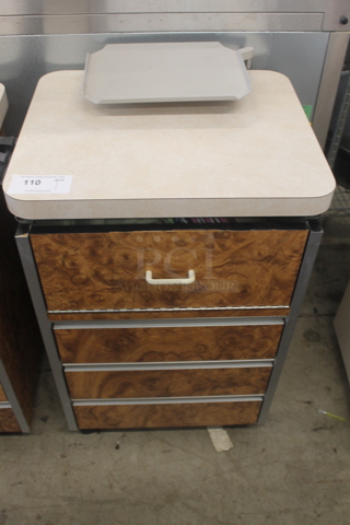 Wood Pattern Counter w/ Drawer and Contents.