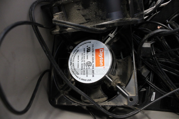 ALL ONE MONEY! Lot of Metal Light Fixtures and Dayton Axial Fans in Poly Bin!  - Image 3 of 4