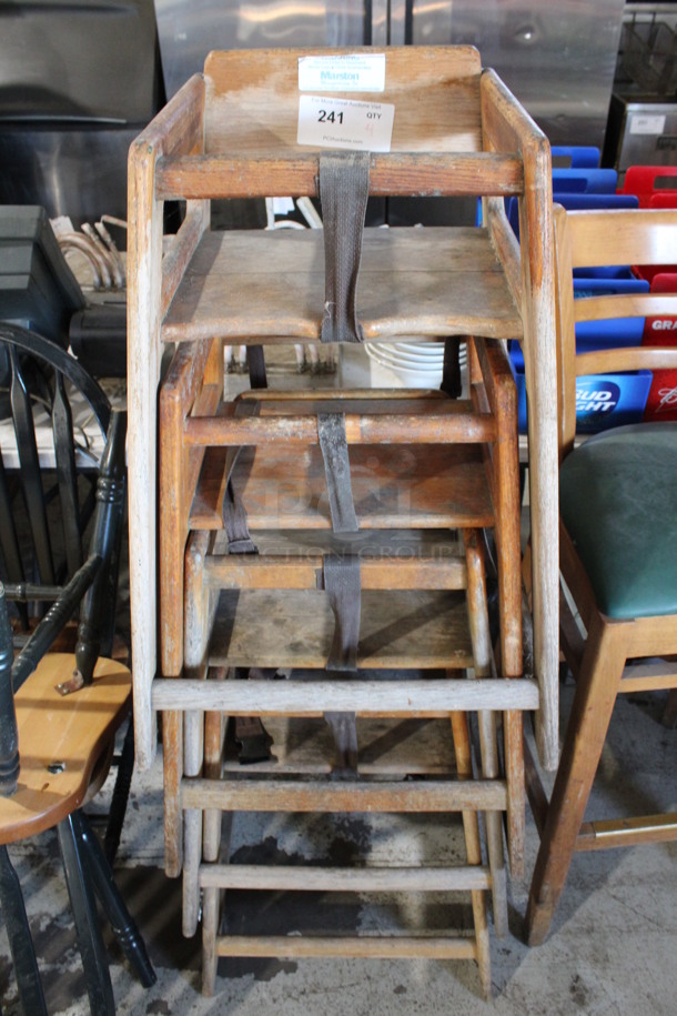 4 Wooden High Chairs. 19x20x29. 4 Times Your Bid!